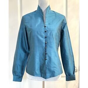 Printstudio 100% Silk Shacket Jacket Blouse Top Button Up Womens Size 6